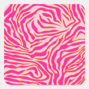 Sticker Carré Zebra Stripes rose Orange Poster de animal sauvage
