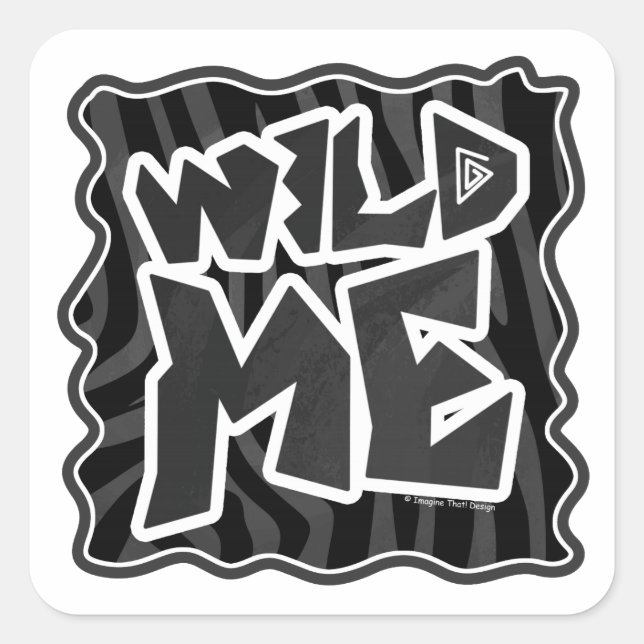 Sticker Carré Zebra Wild me Noir et gris (Devant)