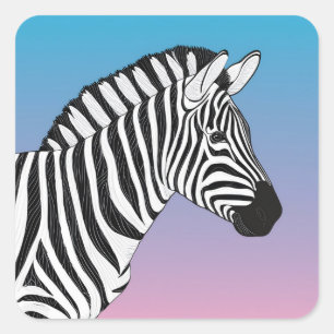 Sticker Carré Zèbre