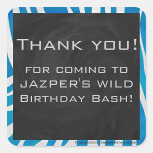 Sticker Carré Zèbre bleu et blanc avec Monogramme