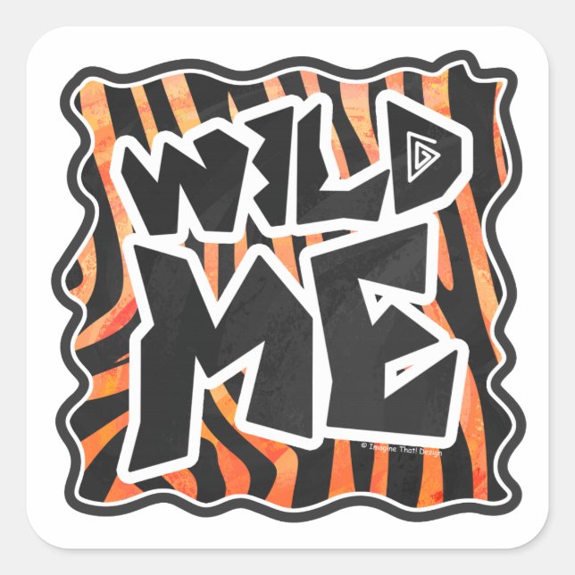 Sticker Carré Zèbre de Black et Orange Wild Me (Devant)