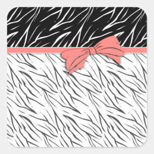 Sticker Carré Zèbre peau noir blanc tigre rayures de cuir rose