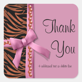 Sticker Carré Zèbre Rose Chaud Et Bronze Gratté De Perles
