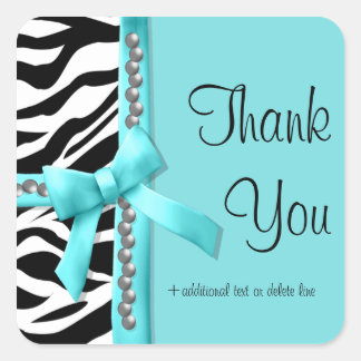 Sticker Carré Zèbre turquoise Et Blanc Gravé De Gemmes Argent