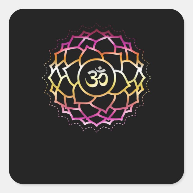 Sticker Carré Zen Flower Chakra Symbol Om Buddhism Balance (Devant)