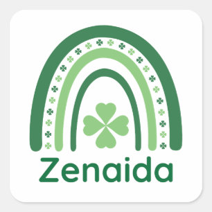 Sticker Carré Zenaida Nom Clover Boho Arc-en-ciel