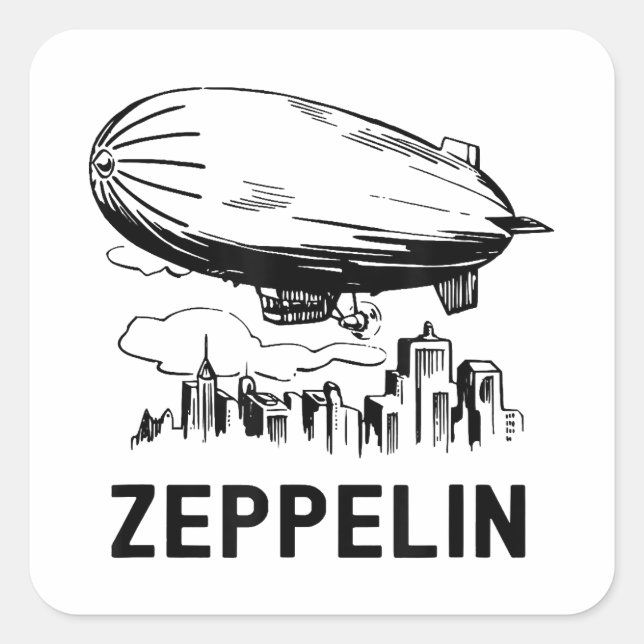 Sticker Carré Zeppelin rétro vintage - Croquis Dirigeable (Devant)