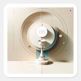 Sticker Carré ZG Style Communion eucharistique Hôte et Chalice