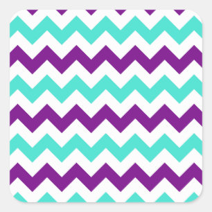 Sticker Carré Zigzag turquoise et violette