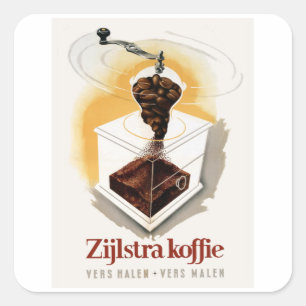 Sticker Carré Zijlstra koffie - Publicité Vintage de café