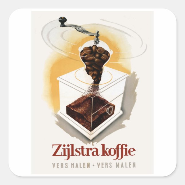 Sticker Carré Zijlstra koffie - Publicité Vintage de café (Devant)