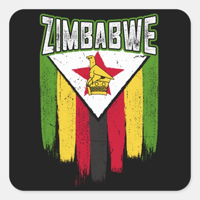 Sticker Carré Zimbabwe Drapeau Idée cadeau Zimbabwe (Devant)