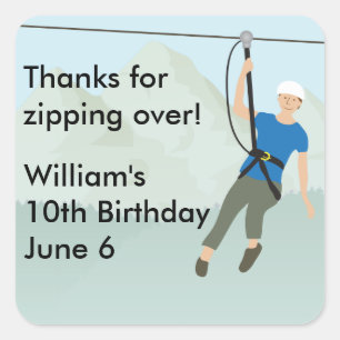 Sticker Carré Zip Line Lining Anniversaire Favoriser