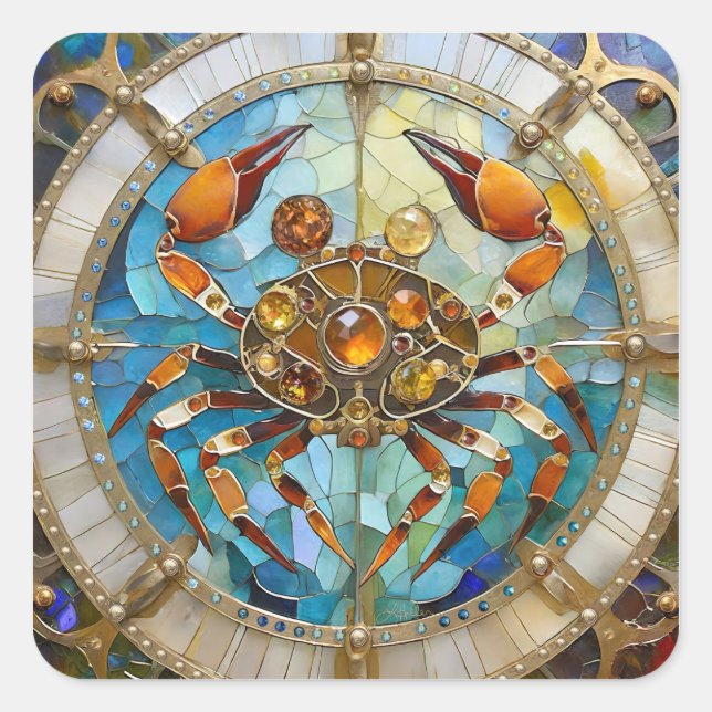 Sticker Carré Zodiaque - Cancer Le Crabe (Devant)