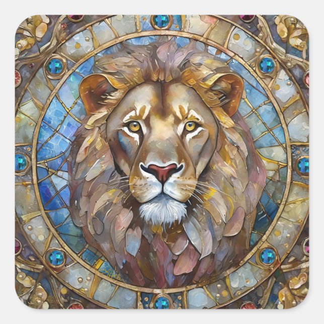 Sticker Carré Zodiaque - Léon le Lion (Devant)
