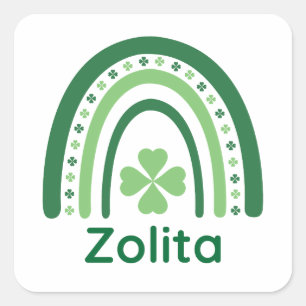 Sticker Carré Zolita Nom Clover Bohème Arc-en-ciel