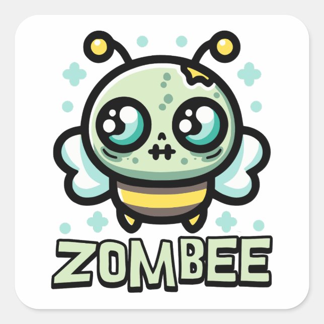 Sticker Carré Zombee ! Doux Zombie Bumble Bee jeu de dessin (Devant)