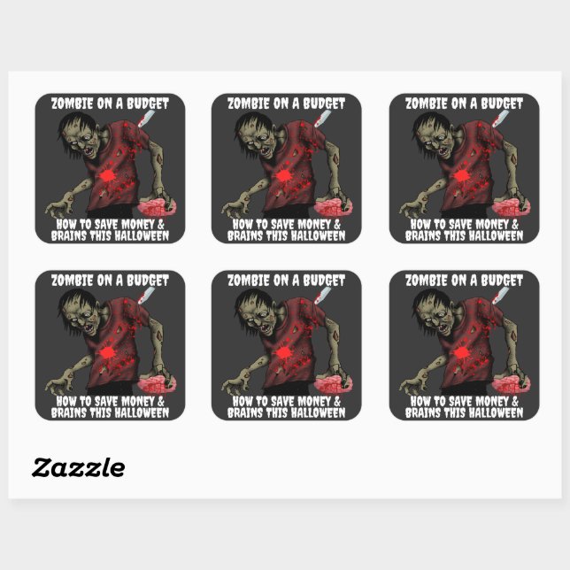 Sticker Carré Zombie À L'Halloween Budget (Feuille)