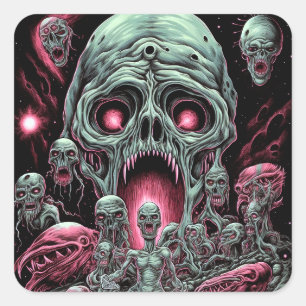 Sticker Carré Zombie Créations Sci-fi Horror Art