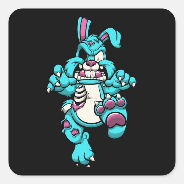 Sticker Carré Zombie Rabbit Halloween Cartoons Character (Devant)