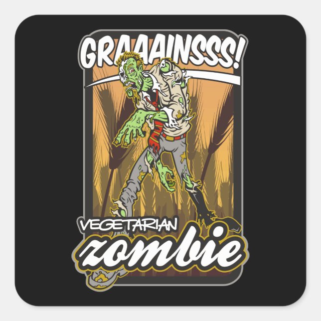 Sticker Carré Zombie végétarien (Devant)