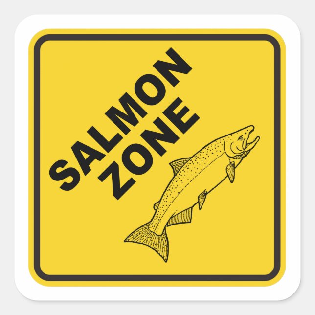 Sticker Carré Zone de pêche saumon (Devant)