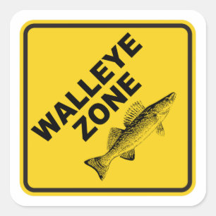 Sticker Carré Zone de pêche Walleye