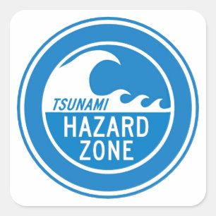 STICKER CARRÉ ZONE DE RISQUE DE TSUNAMI