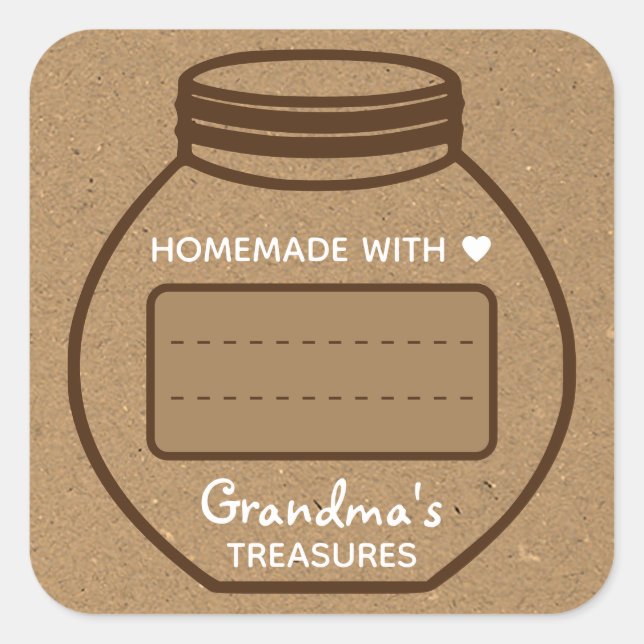 Sticker Carré Zone de texte vierge Papier Kraft Brown Jar Étique (Devant)