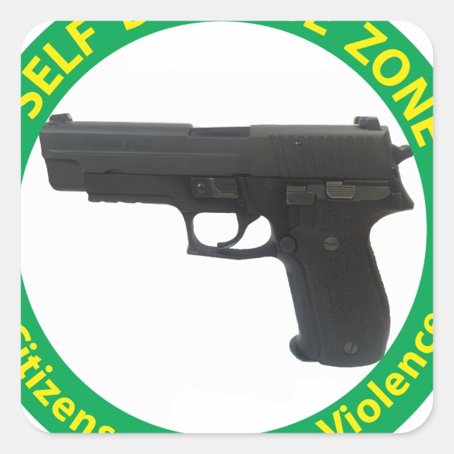 Sticker Carré Zone-Violence d'autodéfense (Devant)