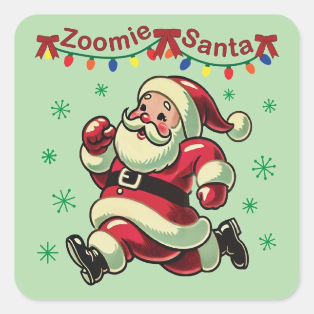 Sticker Carré Zoomie Père Noël Noël (Devant)