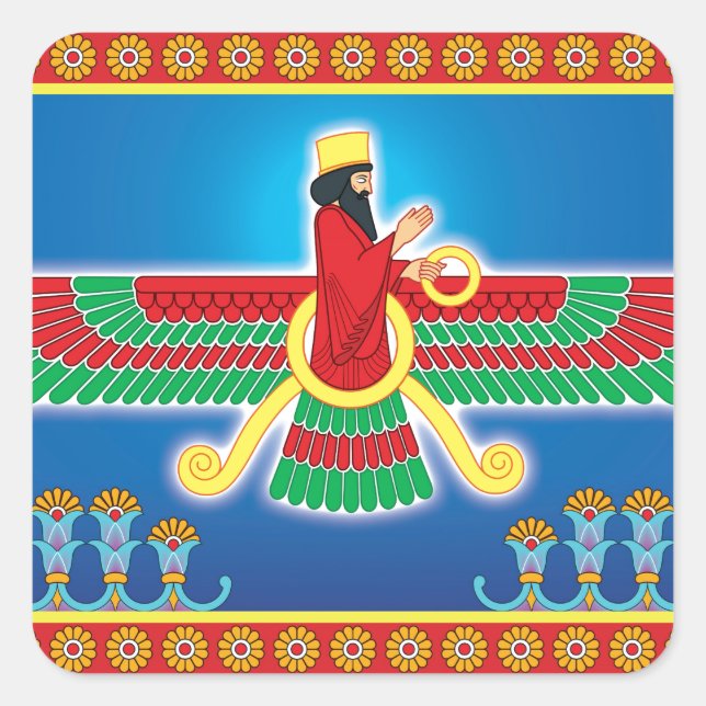 Sticker Carré Zoroastrien persan Faravahar (Devant)