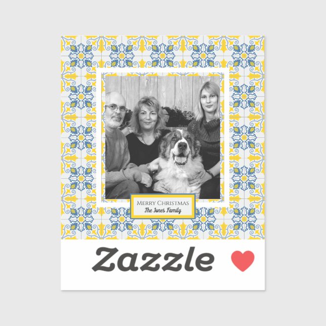 Sticker Carreaux portugais Cadre photo pour Noël en famill (Feuille)