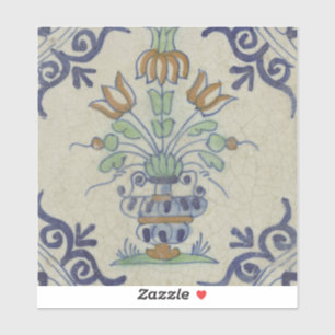Sticker Carrelage Delft Antique Pot de Fleur Céramique