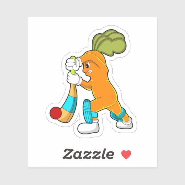 Sticker Carrot at cricket with cricket bat (Feuille)