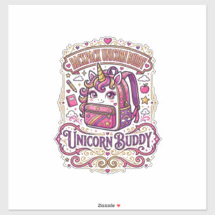 Sticker Cartable Licorne Copain Licorne Conception De Merc