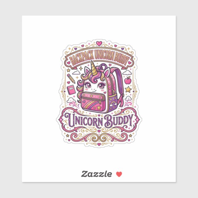 Sticker Cartable Licorne Copain Licorne Conception De Merc (Feuille)