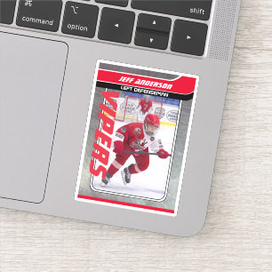 Sticker Carte à collectionner en métal rouge de hockey sur