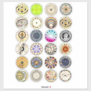 Sticker carte astrologique du zodiaque collage d'art céles