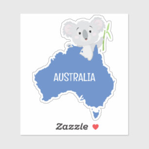 Sticker Carte Australie personnalisée avec Grey Koala
