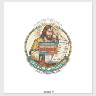Sticker Carte bancaire Jésus bloquée Onglet de bar suspect