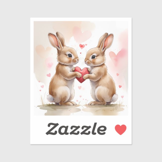 Sticker Carte Bunny romantique (Feuille)