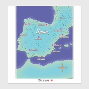 Sticker Carte Classique d'Espagne