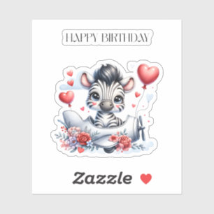 Sticker Carte d'anniversaire Zèbre Avion