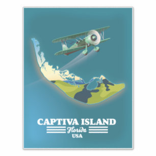 Sticker Carte de Captiva Island Florida USA