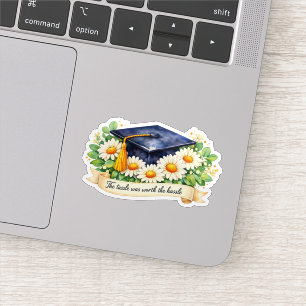 Sticker Carte de fin d'études florale Chapeau de diplômé a