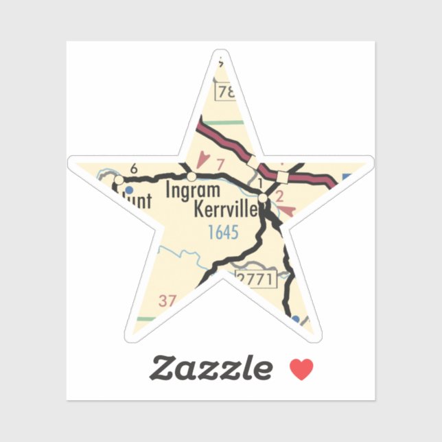 Sticker Carte de Kerrville Texas (Feuille)