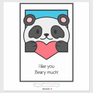 Sticker Carte de la Saint-Valentin Amis Panda Cœur