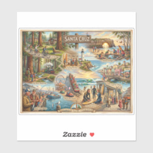 Sticker Carte de l'ambiance de Santa Cruz – Impression d'a