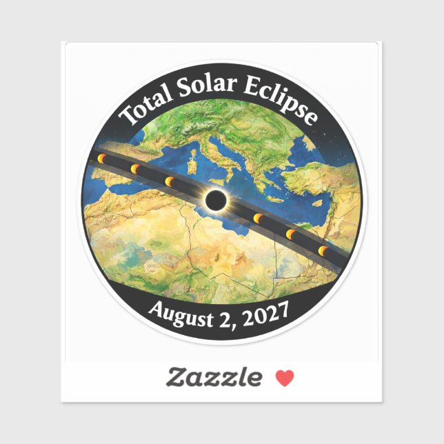 Sticker Carte de l'éclipse solaire totale 2027 (Feuille)